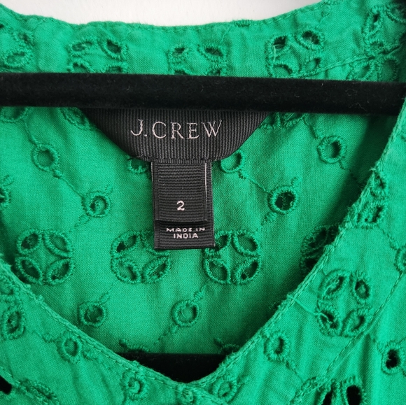 J Crew kelly green eyelet cotton garden midi dress size 2 - Picture 4 of 9